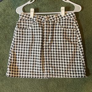 Denim Houndstooth Mini Skirt